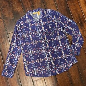 Wrangler Purple Floral Print Button-Down Shirt